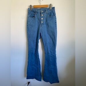 SHEIN High Waist Button Up Flare Hem Jeans • Medium Wash • M Medium